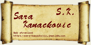 Sara Kanačković vizit kartica
